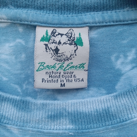 Vtg Bear "Back to Earth" Blue Graphic Long Sleeve Shirt Size Medium Tie-Dyed - Picture 4 of 8
